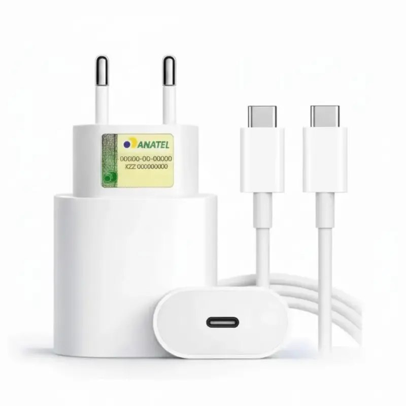 Cabo Carregador + Fonte Compatível Tipo C USB-C 20W