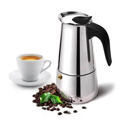 Cafeteira Italiana Luxo 6 Xícaras de Café em Inox