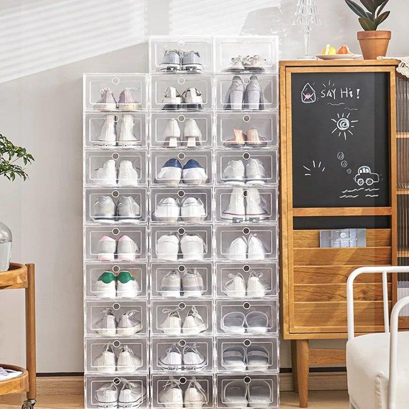 Caixas Organizadora Transparente Para Tênis Sapatos Multiuso Empilhável