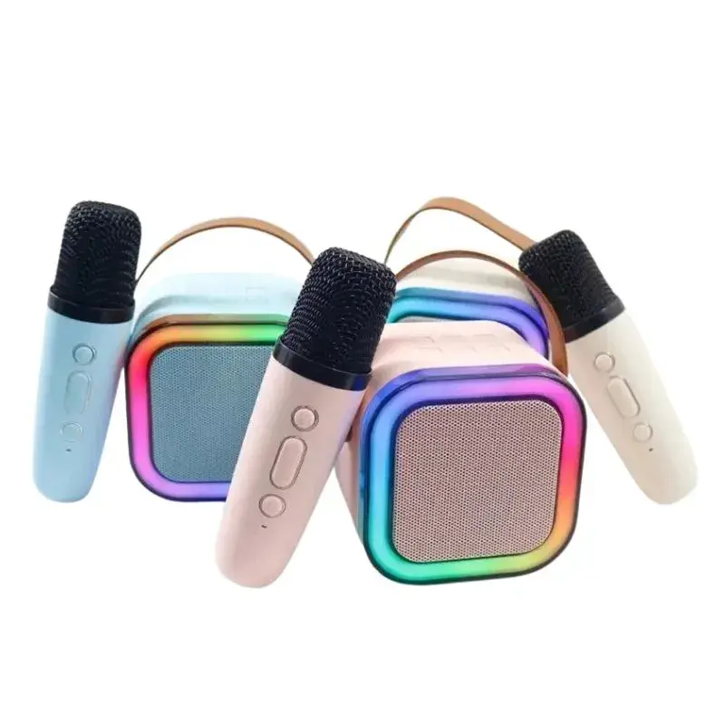Caixinha De Som Karaokê Bluetooth Com 2 Microfones