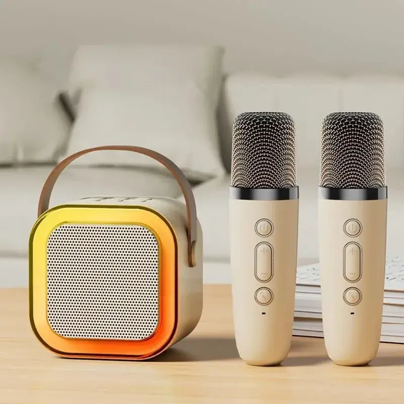 Caixinha De Som Karaokê Bluetooth Com 2 Microfones