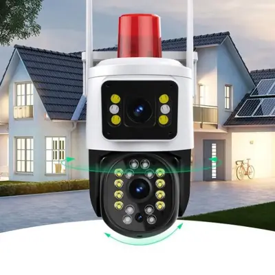 Câmera Dupla De Segurança Wi-Fi 360° Com Sirene E Visão Noturna