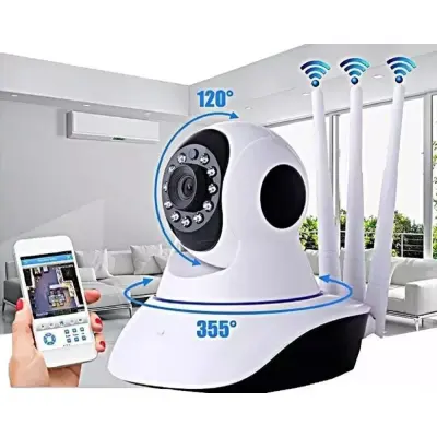 Câmera IP Wifi Wireless Sem Fio Hd 3 Antenas com Visão Noturna – Com Anatel e App Yoosee