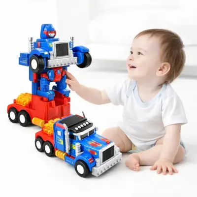Caminhão Transformers Optimus Prime Pilha Vira Robô Som Luz