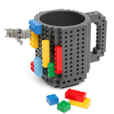 Caneca Lego Com Peças Bloquinhos para Montar 350ml