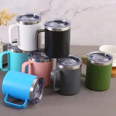 Caneca Xícara Térmica Camada Dupla Em Aço Inox Com Tampa 350ML