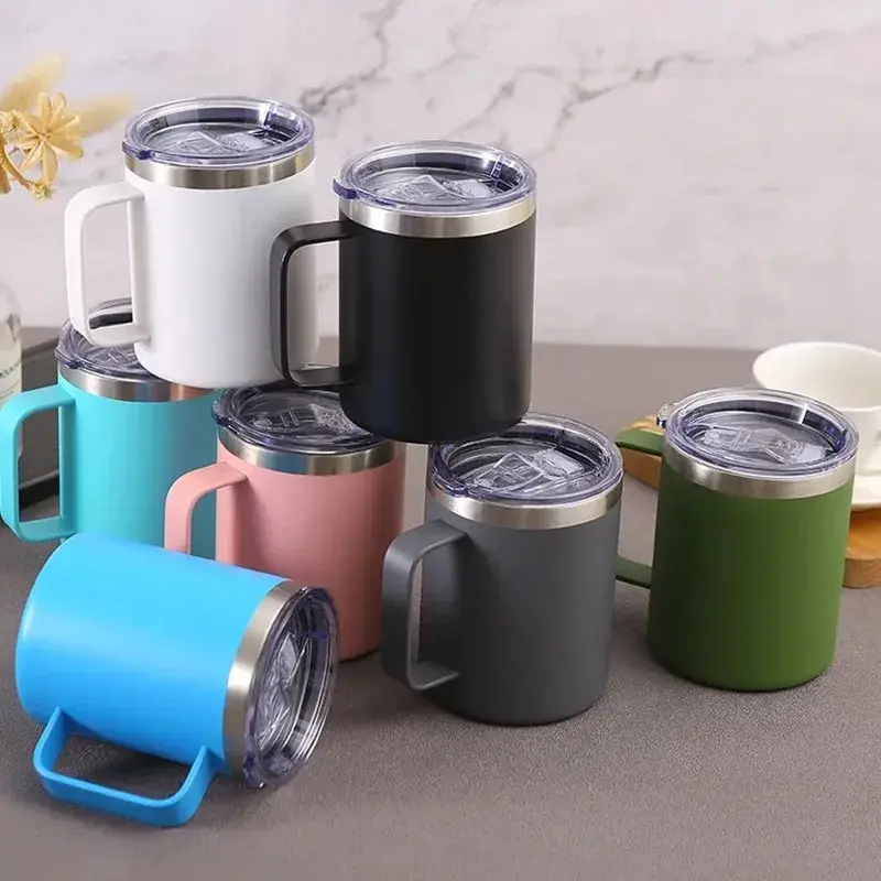 Caneca Xícara Térmica Camada Dupla Em Aço Inox Com Tampa 350ML