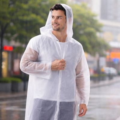 Capa de Chuva Reutilizável Unissex Transparente Com Capuz