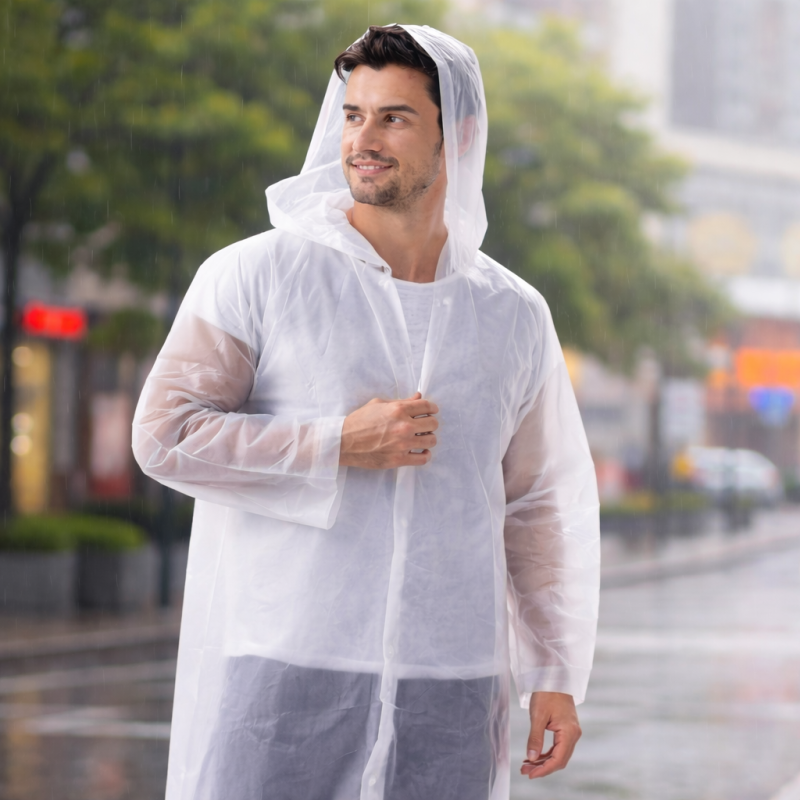 Capa de Chuva Reutilizável Unissex Transparente Com Capuz