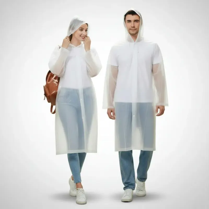 Capa de Chuva Reutilizável Unissex Transparente Com Capuz