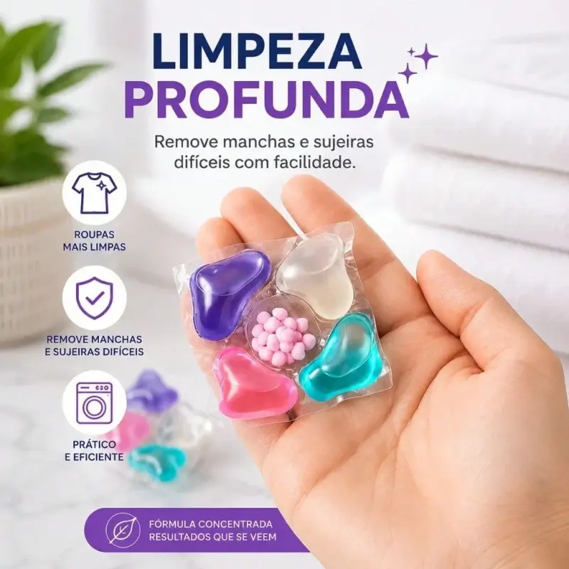 Cápsulas de Lavagem 5 em 1 para Roupas – Kit com 10