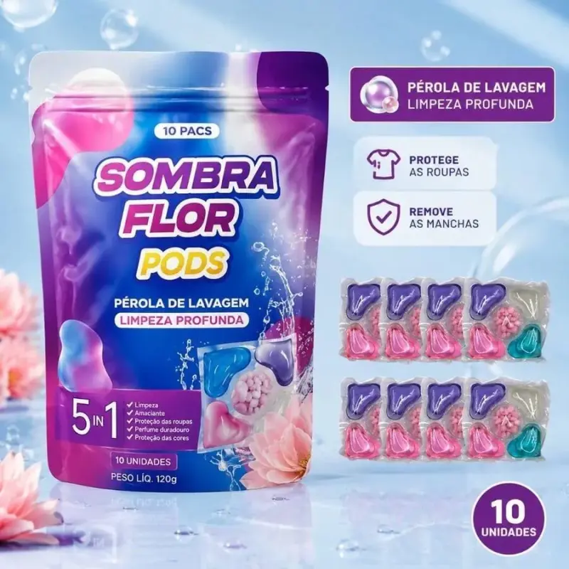 Cápsulas de Lavagem 5 em 1 para Roupas – Kit com 10