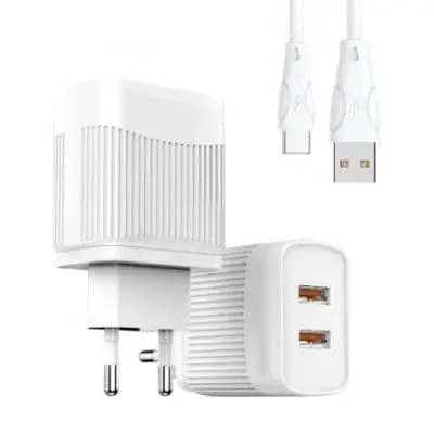 Carregador 5.1A 2 USB Tipo C Turbo