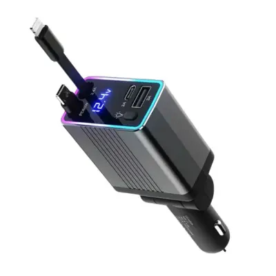 Carregador de Celular Carro Retrátil 4 em 1