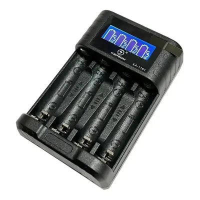 Carregador de Pilhas Recarregáveis AA e AAA Com Display De Led