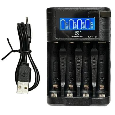 Carregador de Pilhas Recarregáveis AA e AAA Com Display De Led