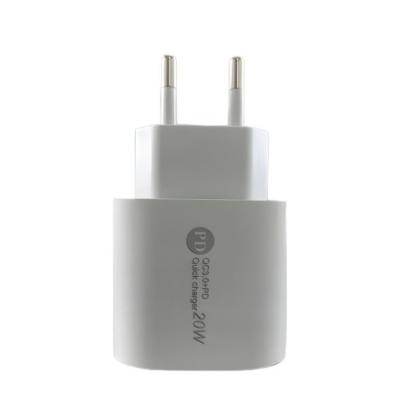 Carregador De Tomada 20W Turbo Dual Port USB-C PD e USB Quick Charge 3.0 Branco
