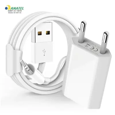 Carregador Iphone 5 6 7 8 X Xr Xs – 12W + Cabo USB