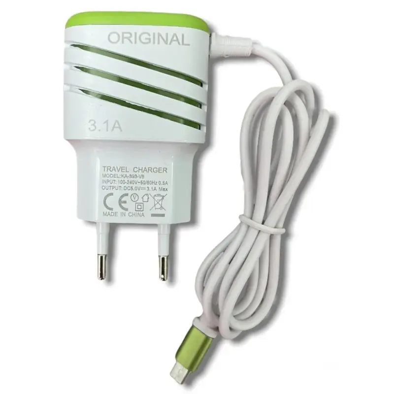 Carregador Turbo de Celular Ultra Rápido 3.6A com 2 Portas USB – V8