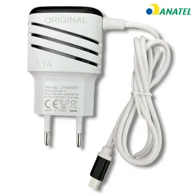Carregador Turbo de Celular Ultra Rápido 3.6A com 2 Portas USB – V8