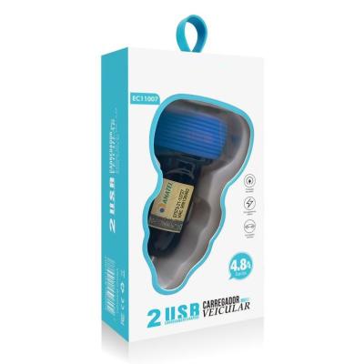 Carregador Veicular Turbo 4.8A 2 Portas USB Carregamento Rápido