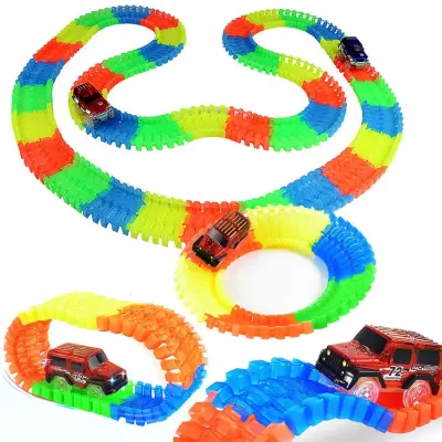 Carrinho com Pista Trilha Maluca P/ Montar Flexível