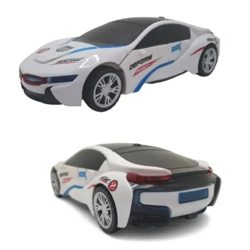 Carro a Pilha Vira Robô Emite Som e Luz Brinquedo Branco