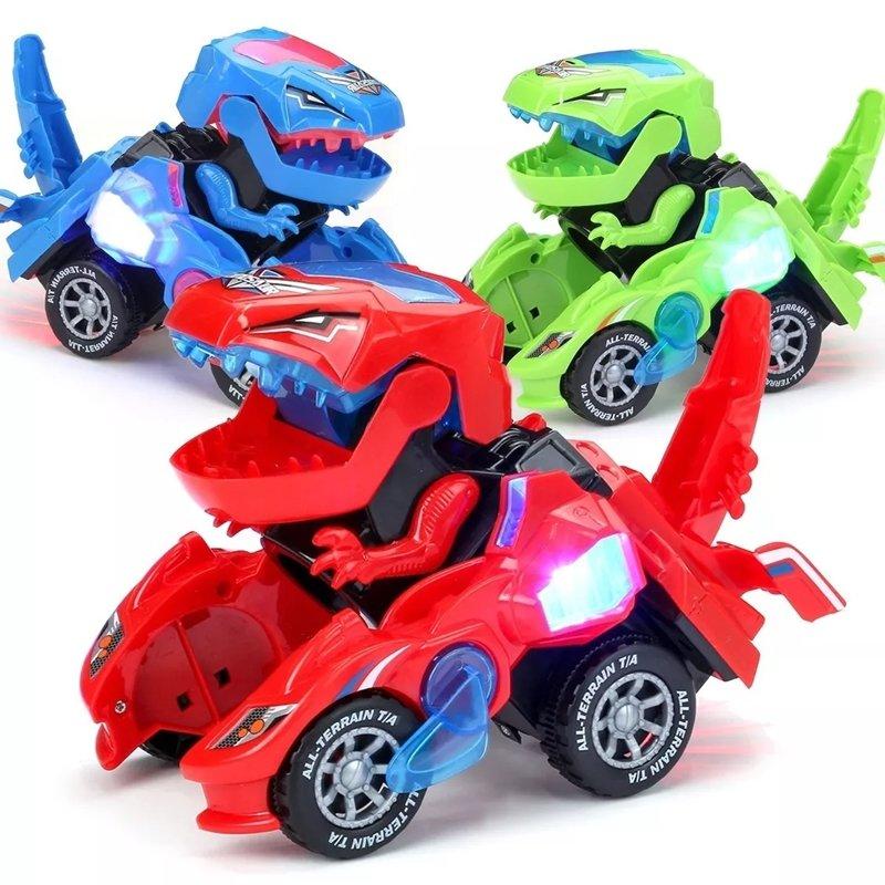 Carro Dinossauro Transforma Robô Dino T-Rex C/ Luz Som Bate Volta