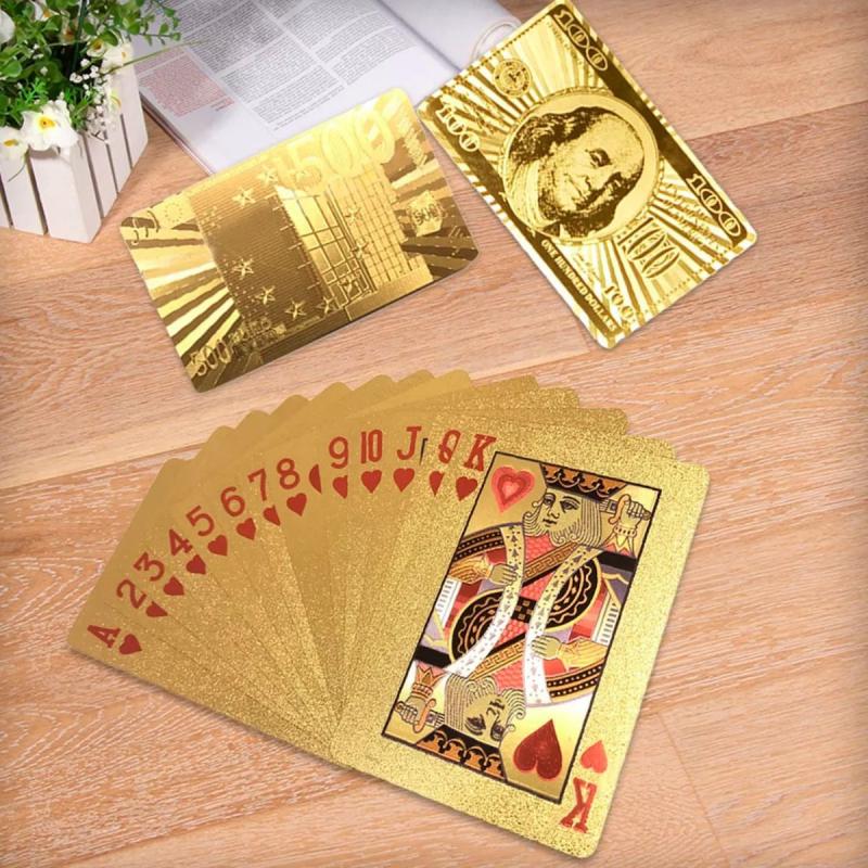 Cartas Baralho Dourado Resistente A Água Anti Rasgo Ouro