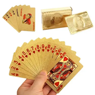 Cartas Baralho Dourado Resistente A Água Anti Rasgo Ouro