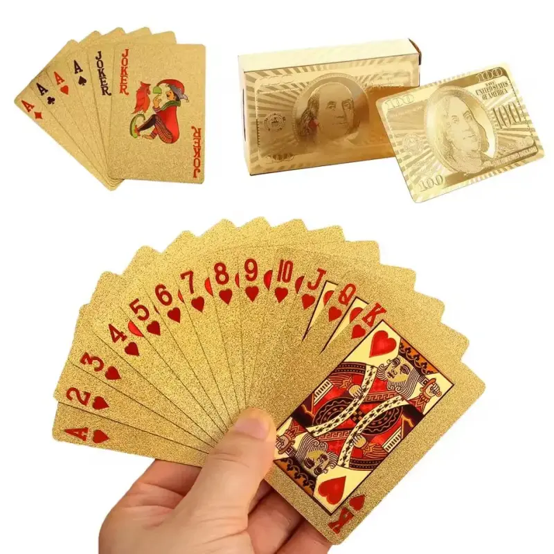 Cartas Baralho Dourado Resistente A Água Anti Rasgo Ouro
