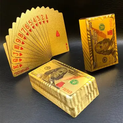 Cartas Baralho Dourado Resistente A Água Anti Rasgo Ouro