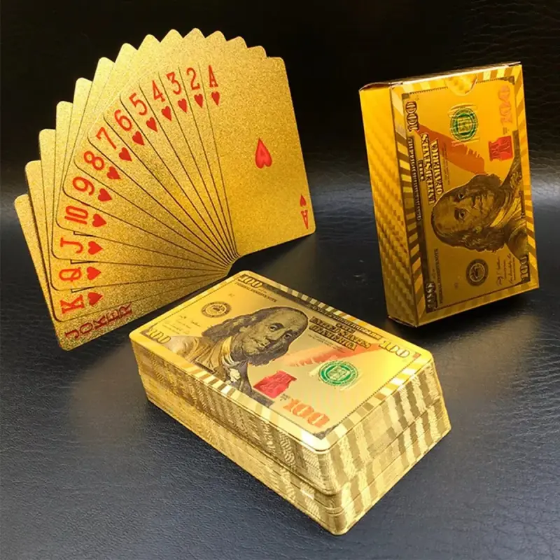 Cartas Baralho Dourado Resistente A Água Anti Rasgo Ouro