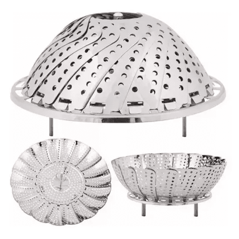 Cesto Inox Cozinhar Legumes Vapor Comida Saudável