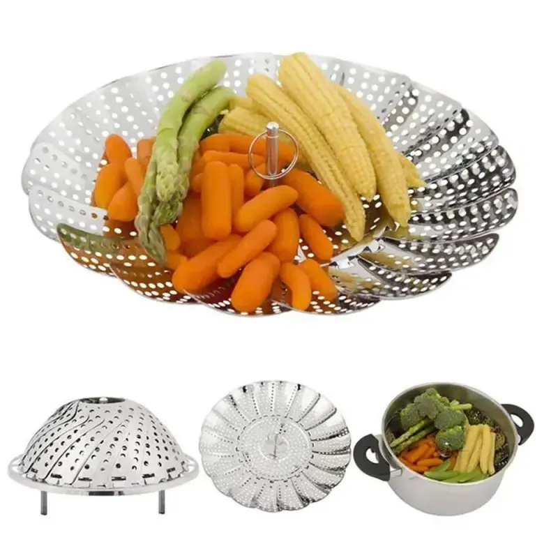 Cesto Inox Cozinhar Legumes Vapor Comida Saudável