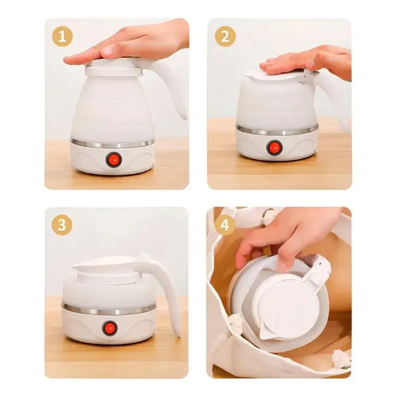 Chaleira Elétrica Dobrável de Silicone 600ml