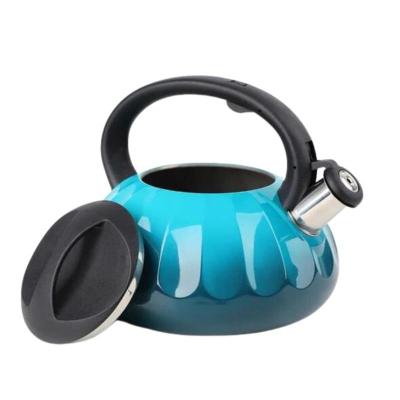 Chaleira Azul Aço Inox Indução Com Apito 3 Litros