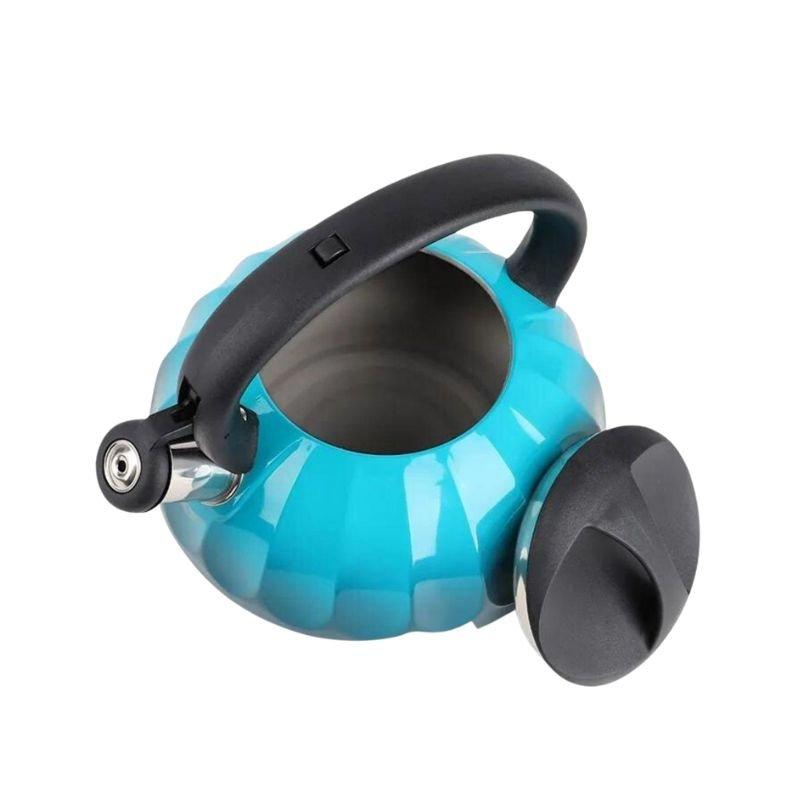 Chaleira Azul Aço Inox Indução Com Apito 3 Litros