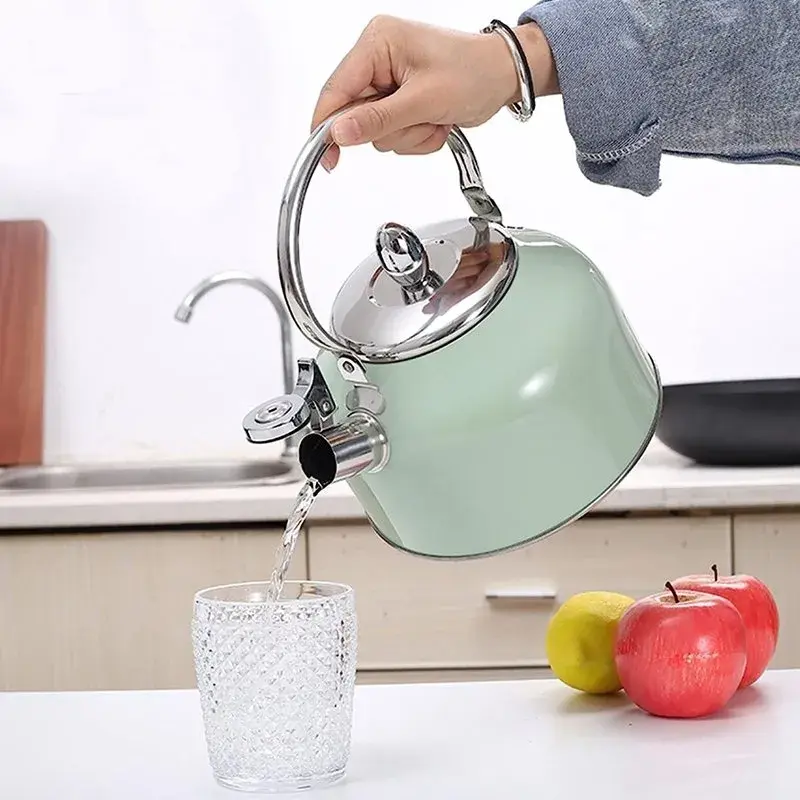 Chaleira Com Apito Moderna Aço Inox 3 Litros Verde