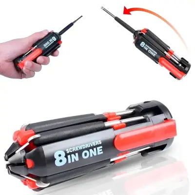 Chave De Fenda Phillips Compacta Multiuso 8 Em 1