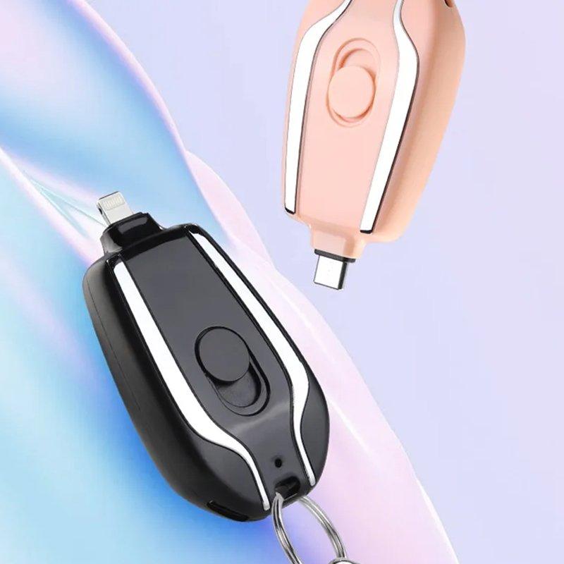 Chaveiro Carregador De Emergência Portátil Para Celular 1500 mah Para Iphone E Tipo C