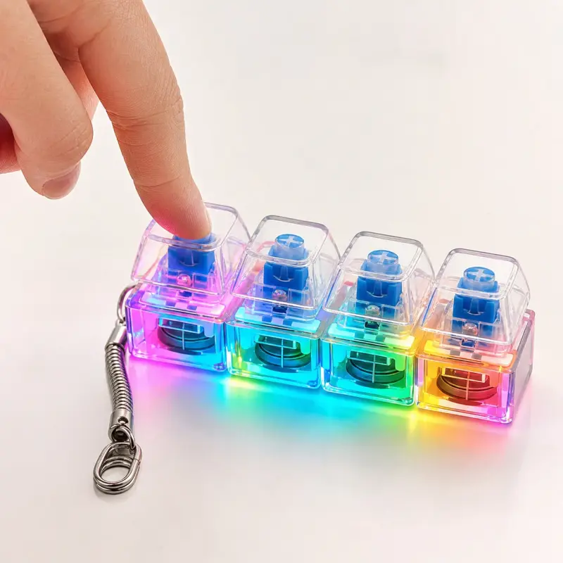 Chaveiro de Teclado LED com Botões Clicáveis Antiestresse