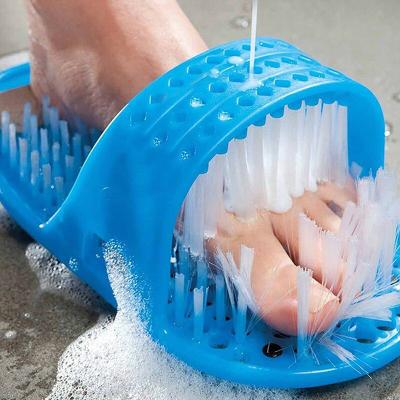 Chinelo Escova de Pé Massageador Para Banho com Ventosa e Lixa