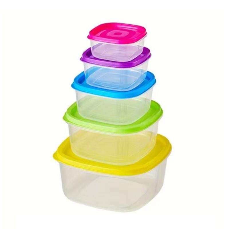 Conjunto 5 Potes Quadrados Empilháveis para Alimentos