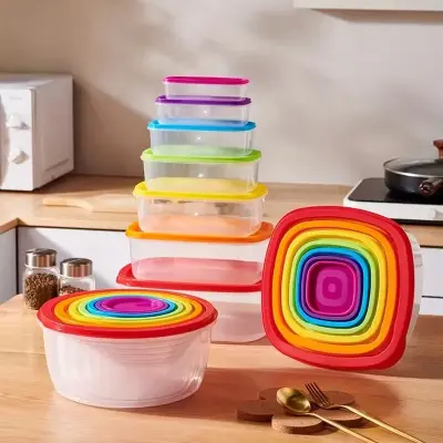 Conjunto 5 Potes Quadrados Empilháveis para Alimentos