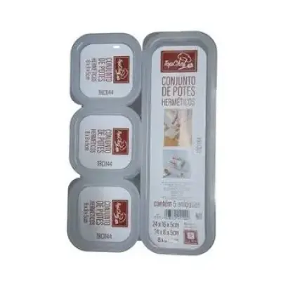 Conjunto de Potes Herméticos de Plástico – Kit com 5
