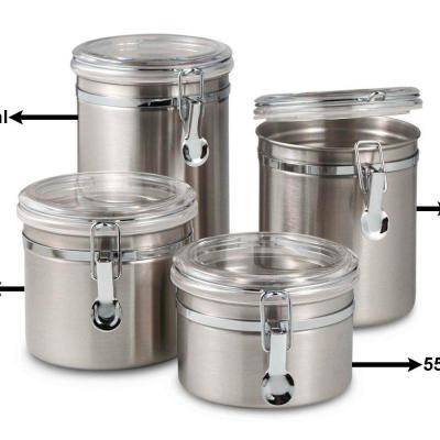 Conjunto de Potes Herméticos Inox com Tampa e Trava – 4 Peças