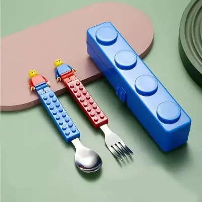 Conjunto de Talheres de Bloco de Construção