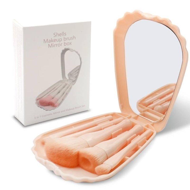 Conjunto Kit de Pincéis com Estojo Concha com Espelho