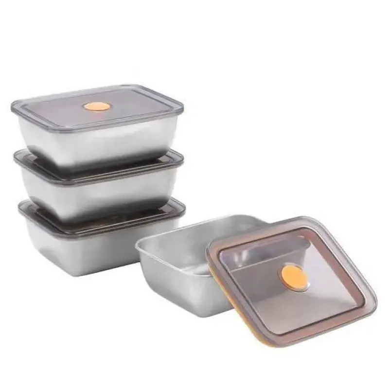 Conjuntos Potes Herméticos Aço Inoxidável com Tampa – Kit 4